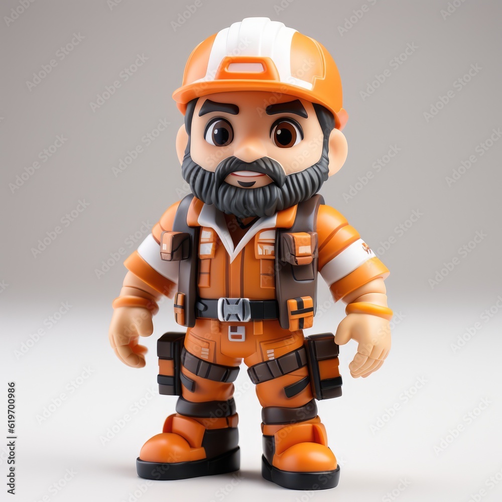 3d cheerful construction worker in hard hat, 3d worker 3d cheerful construction worker in hard hat, 3d worker