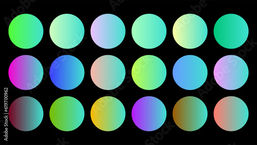 Colorful Turquoise Color Shade Linear Gradient Palette Swatches Web Kit Circles Template Set