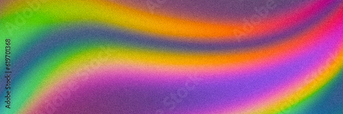 Banner with abstract grainy fluid rainbow digital noise gradient background 