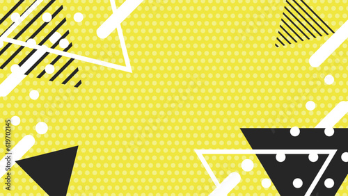 三角形がランダムに配置されたポップなアブストラクト背景フレームイラスト