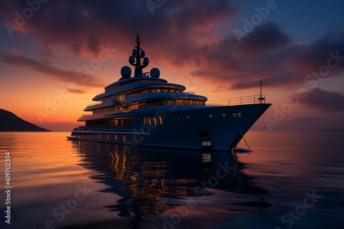Beautiful yacht at sunset.