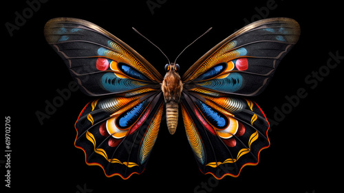 Spirit animal butterfly on black background. Generative AI