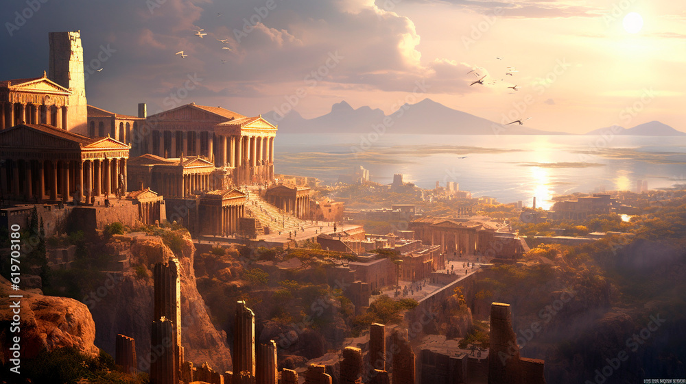 Fototapeta premium The exploration of an ancient Greek city. Generative AI