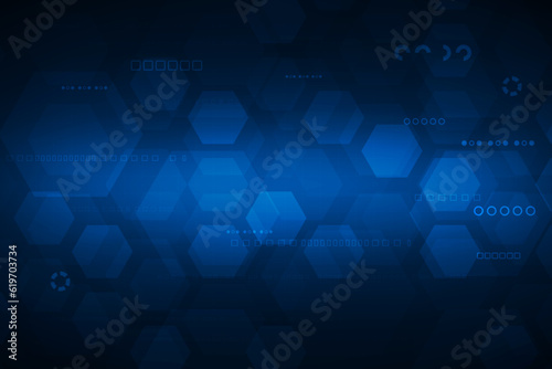 Vector hexagon shape abstract technology modern futuristic blue light background.