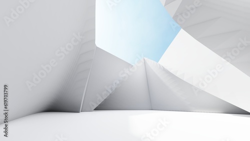 Abstract architecture background geometric concrete wall design 3d render