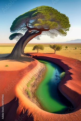 Trees in the desert with water intake