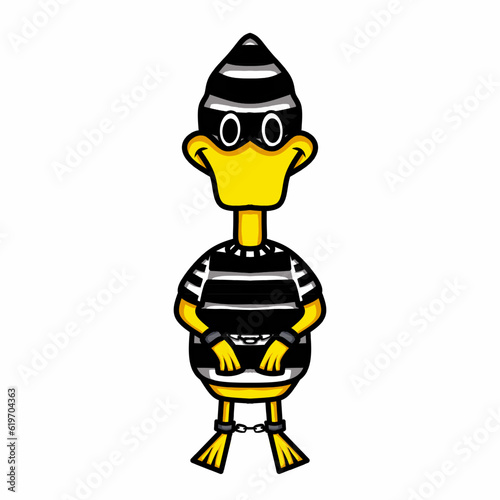 cartoon illustration of duck being criminal