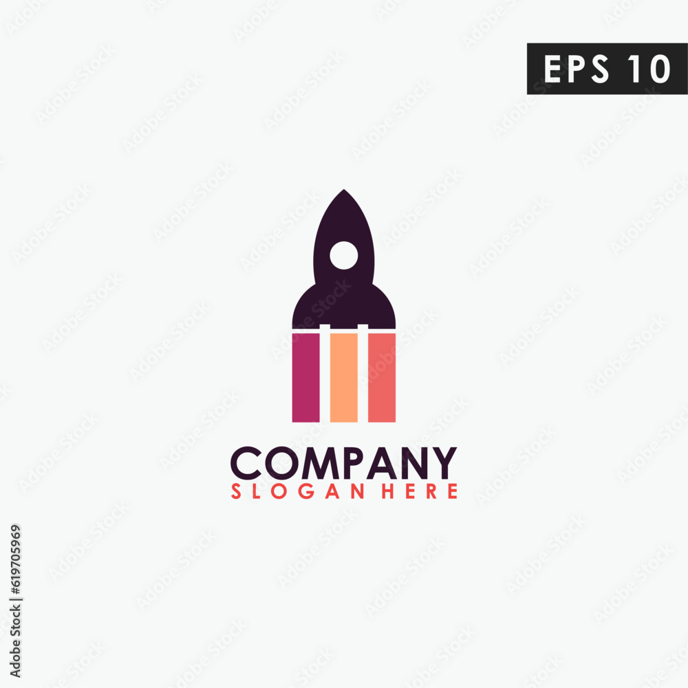 Rocket Modern Logo Design Vector Template Isolated In Shape Colour Rocket Modern Logo Design Vector Template Isolated In Shape Colour