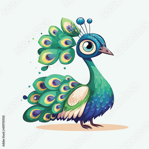 vector cute peacock cartoon style