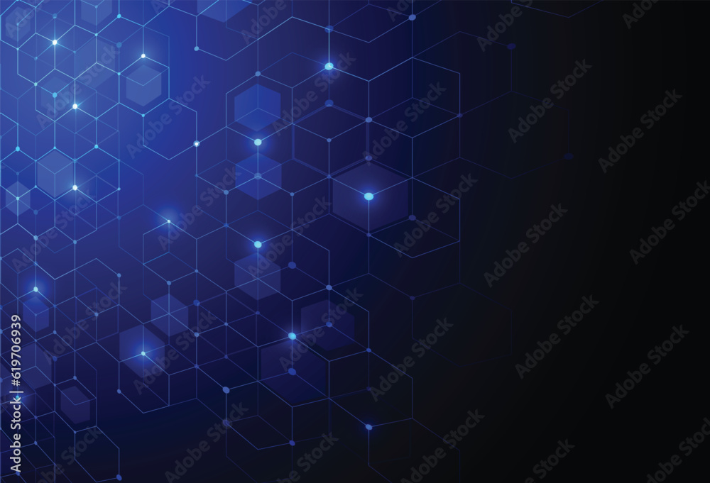 Fototapeta premium Abstract hexagonal molecular structures in technology background and science style. Medical design. Vector illustration