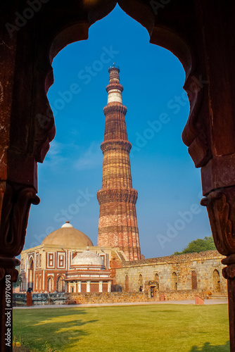 The Qutb Minar Also spelled as Qutub Minar, or Qutab Minar, It is a minaret that forms part of the Qutb complex in Delhi, India photo