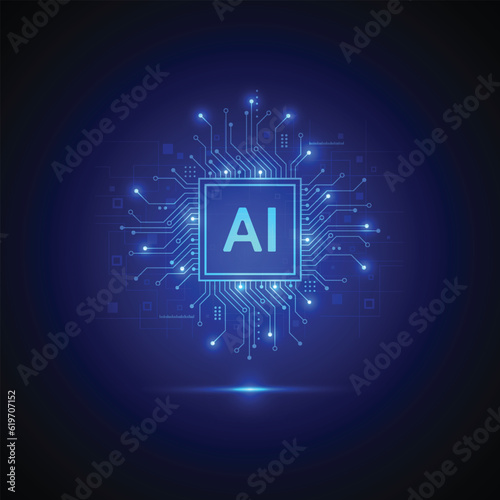 Artificial intelligence circuit line style. Machine learning design. Smart network digital technology. AI. Vector illustration