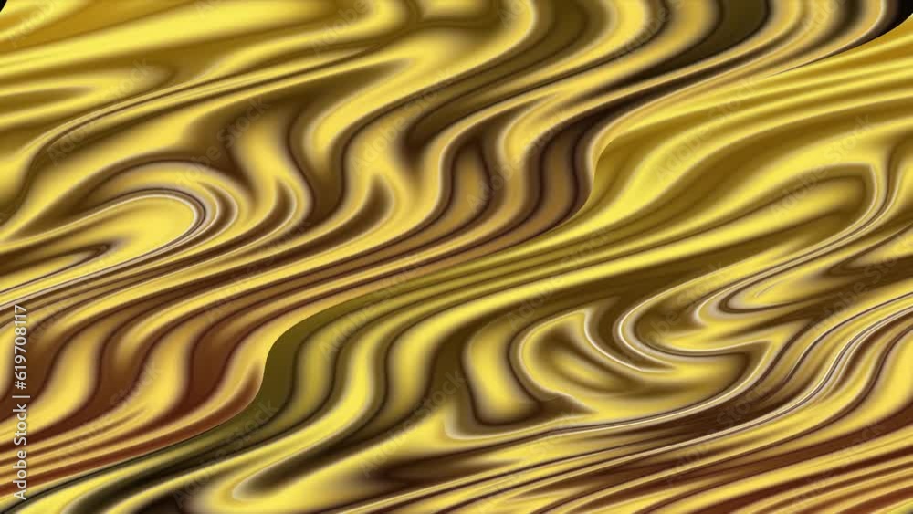 Metallic abstract morphing yellow liquid and wavy animation loop Metallic abstract morphing yellow liquid and wavy animation loop