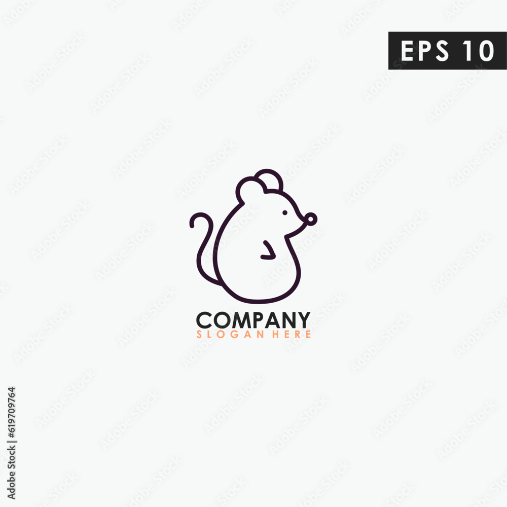 Line Mouse Modern Logo Design Isolated In Shape Colour Vector Template Illustration Line Mouse Modern Logo Design Isolated In Shape Colour Vector Template Illustration
