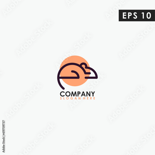 Line Mouse Modern Logo Design Isolated In Shape Colour Vector Template Illustration