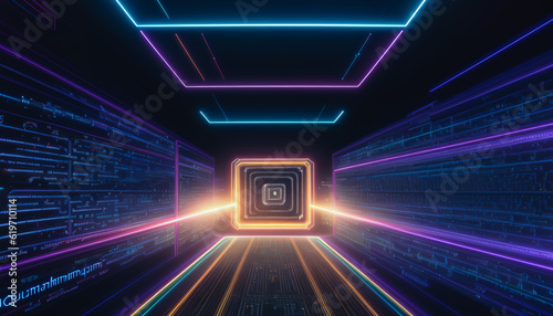 Core of a modern quantum computer, innovative technology, processor, Generative AI.