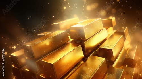 Stack of Gold Bars Background, Financial Concepts, Global Recession and Economic Crisis. Generative Ai