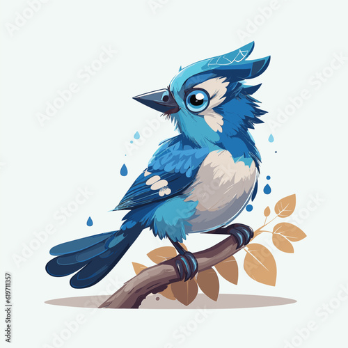 vector cute blue jay cartoon style