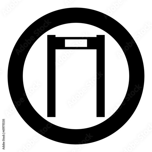 Metal detector arch airport frame control concept scanner security safety technology arched icon in circle round black color vector illustration image solid outline style