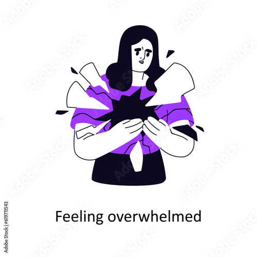 Unhappy disappointed person feeling overwhelmed, frustrated. Psychology problem concept. Anguish desperate woman with psychological trauma. Flat vector illustration isolated on white background