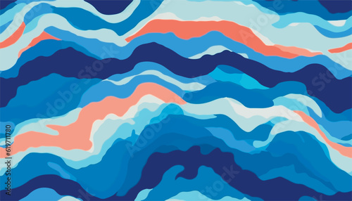 Abstract hand drawn dynamic ocean print. Collage artistic pattern. Fashionable template for design.