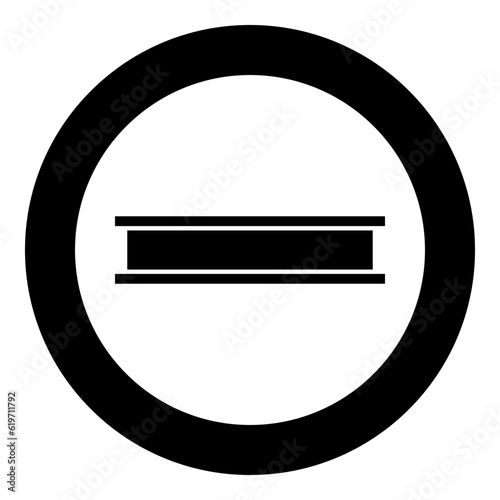 Beam girder I-beam steel bar rail piece for construction metal industry concept building material icon in circle round black color vector illustration image solid outline style