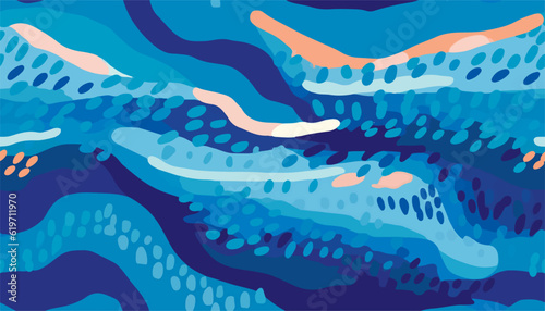 Abstract hand drawn dynamic ocean print. Collage artistic pattern. Fashionable template for design.