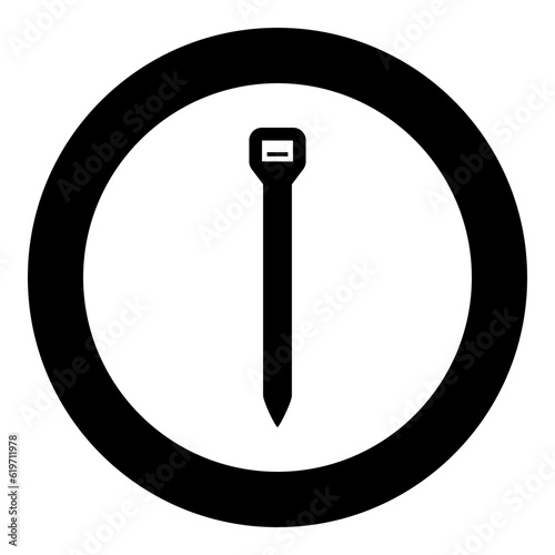 Cable tie zip building material icon in circle round black color vector illustration image solid outline style