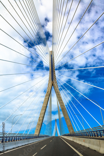 most famous bridge in Cadiz of Spain: 1812 Constitution bridge, also known as the La Pepa. Iconic landmark that connects the city of Cadiz with the mainland, spanning across the Bay of Cadiz