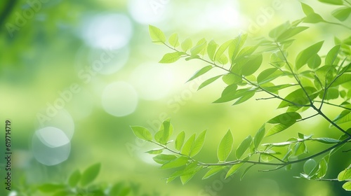 Green Nature on Blur backgroud  Beautiful Nature as Spring Wallpaper. Generative Ai