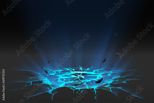Crack on ground with light effect