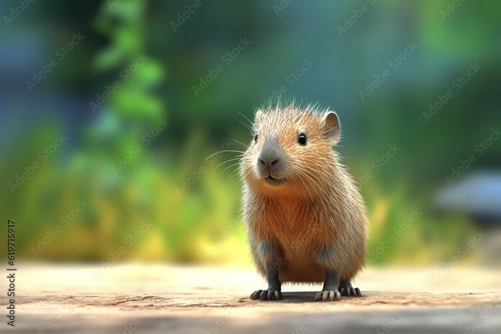 Cute baby capybara. Generative AI.