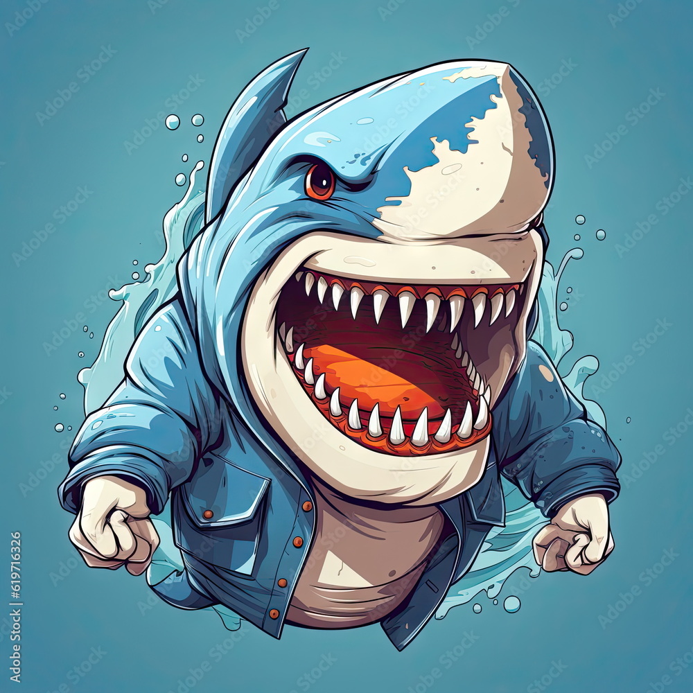 Cartoon character of shark Cartoon character of shark