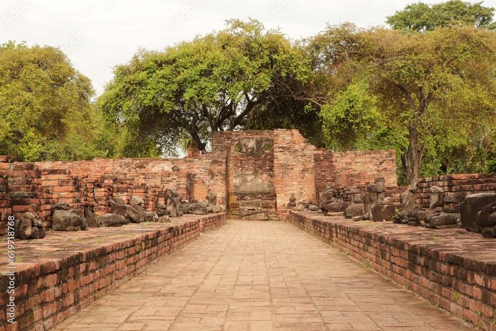 Historic site or Archaeological site of Wat Phra Ram at Ayutthaya in Thailand.