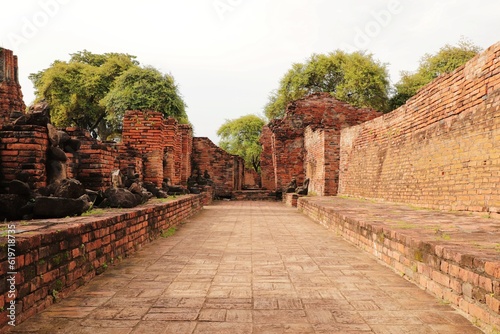 Historic site or Archaeological site of Wat Phra Ram at Ayutthaya in Thailand.	 photo