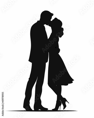 Silhouette of a Couple kissing