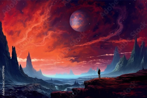 Looking from Fantasy Alien World at the sky from planet Generative AI  © LayerAce.com