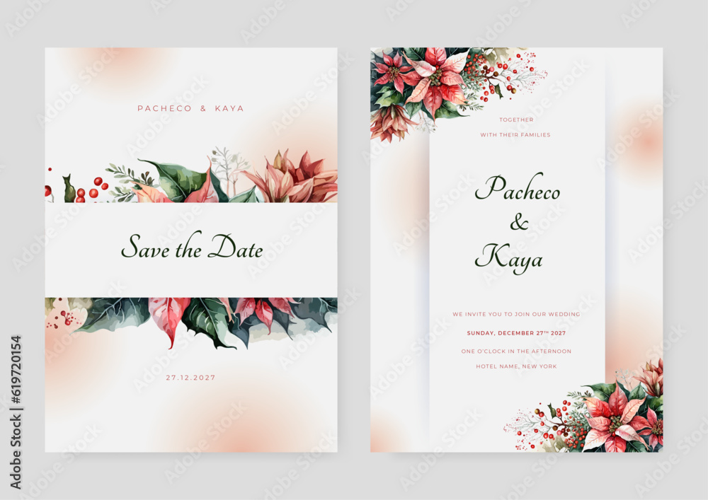 Wedding invitation in the botanical style. Colorful flowers on a white ...