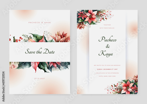 Wedding invitation in the botanical style. Colorful flowers on a white background. Background for the invitation, shop, beauty salon, spa.