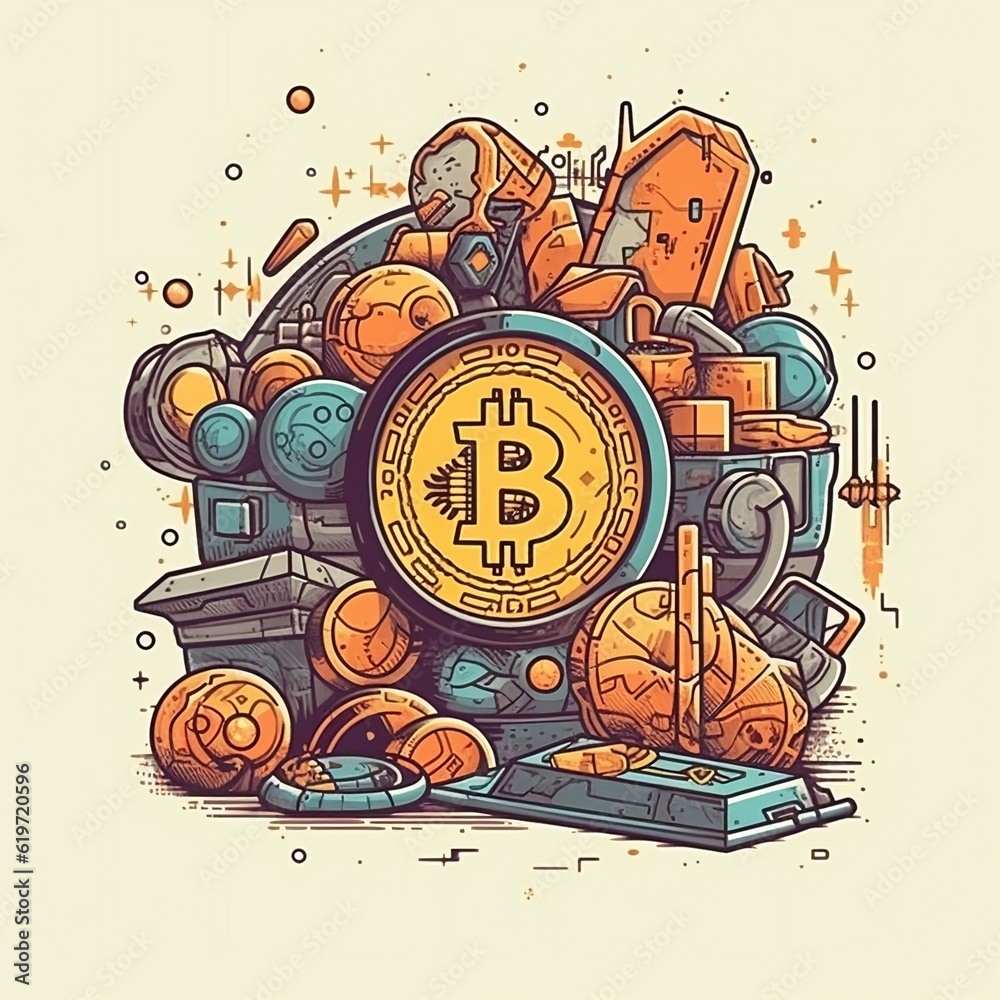 Crypto currency coin illustration. International stock exchange. Generative ai