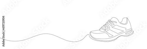 sneakers are drawn with one line. Sports shoes in a linear style. continuous one line. Vector illustration