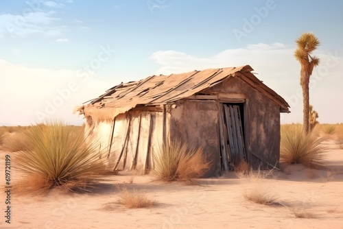 an old hut in the desert