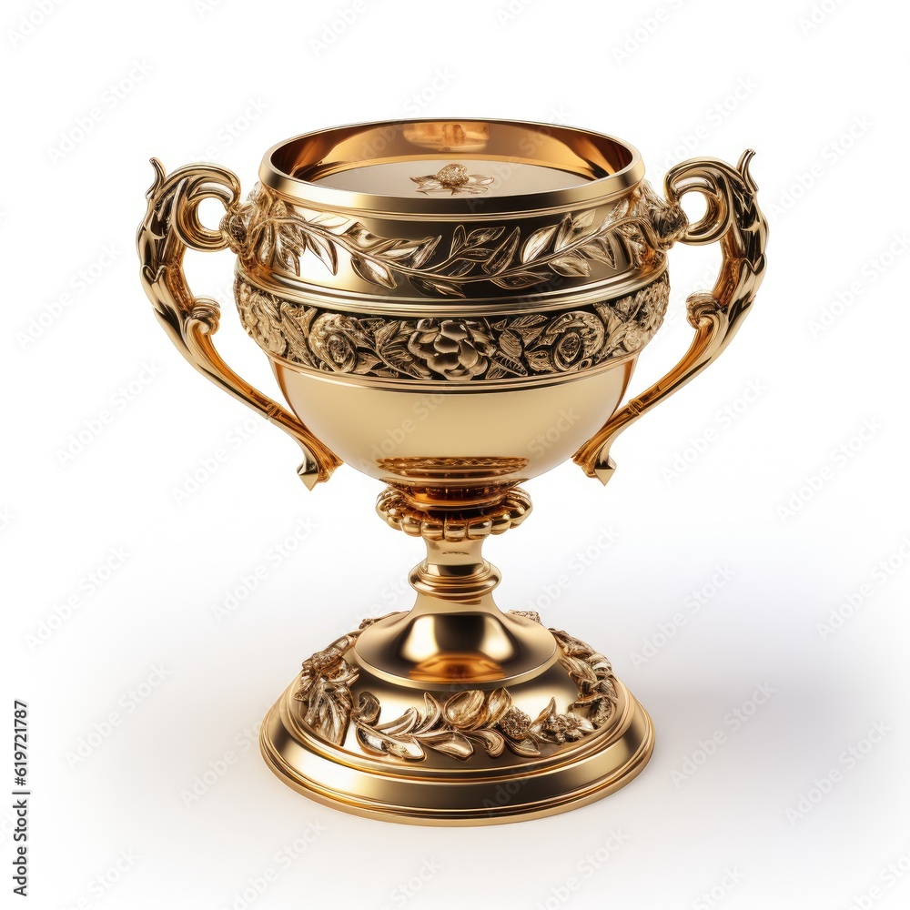 Golden trophy isolated on white background