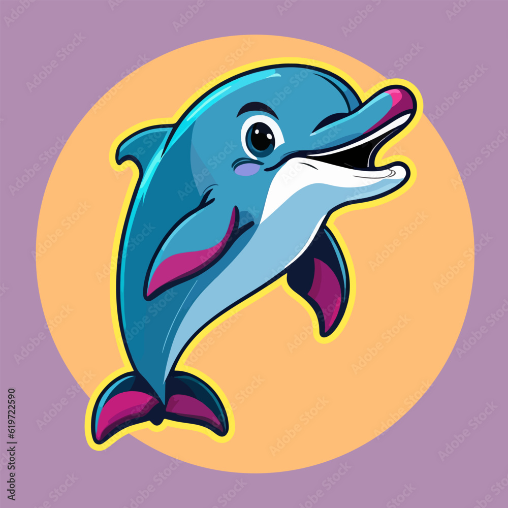 Dolphin cartoon funny sea animal mascot vector illustration character concept animal summer icon isolated Dolphin cartoon funny sea animal mascot vector illustration character concept animal summer icon isolated