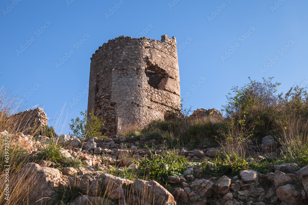 Ruined ancient fortress of Balaklava on a sunny day, Crimea