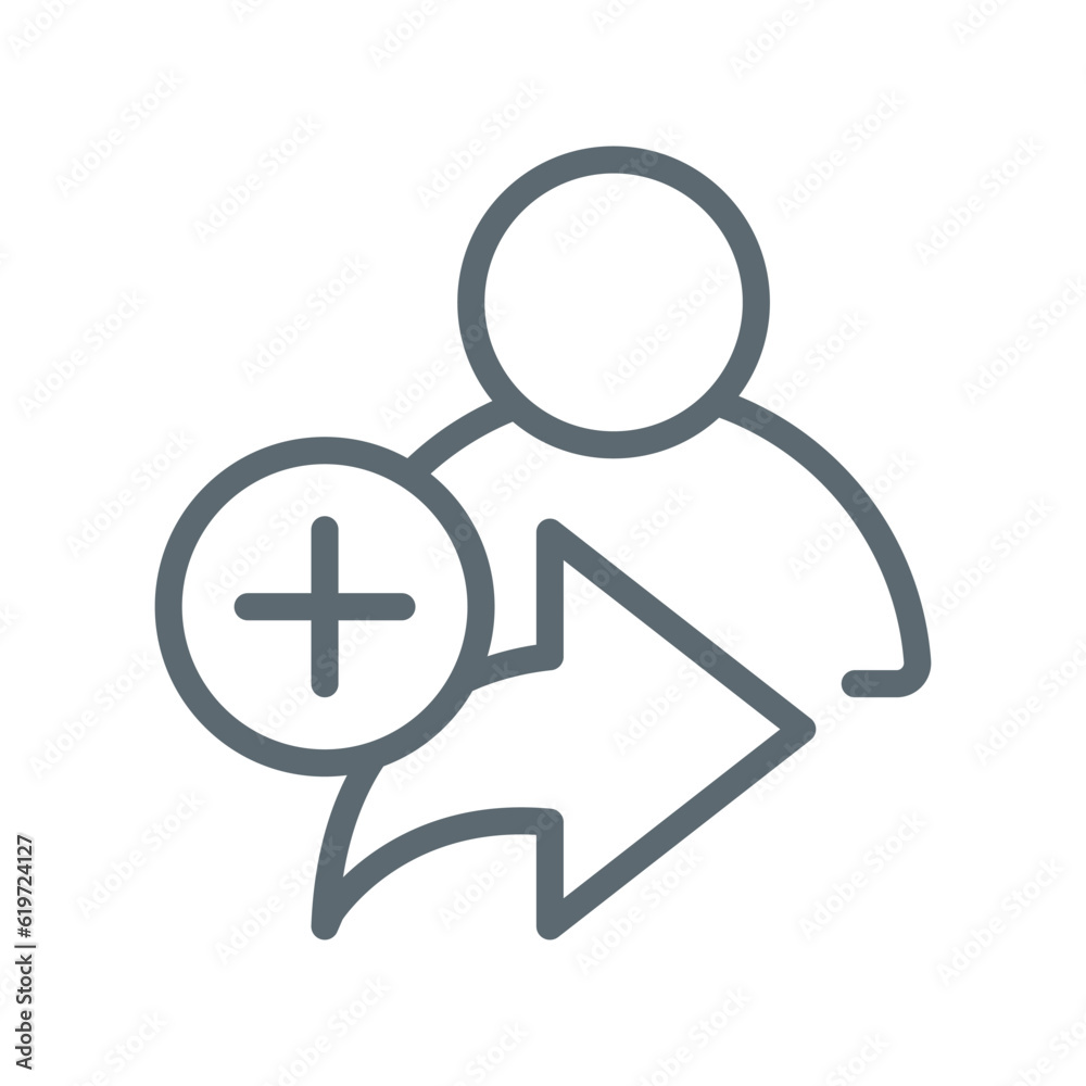 Add friend, share button concept illustration line icon design editable vector eps10 Add friend, share button concept illustration line icon design editable vector eps10