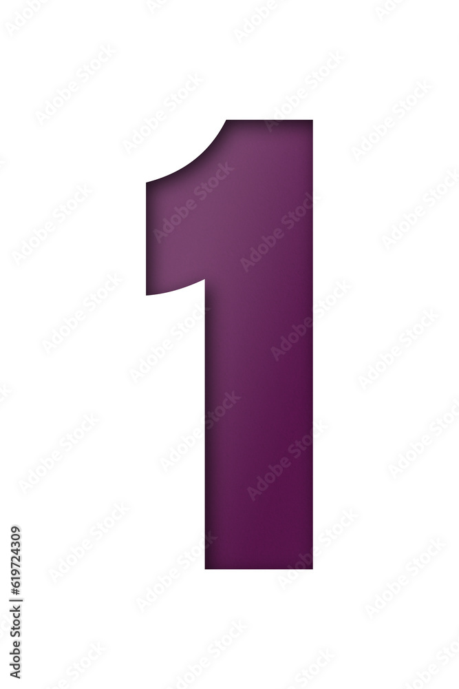 number cut paper 1 dark purple isolated on transparent background number cut paper 1 dark purple isolated on transparent background