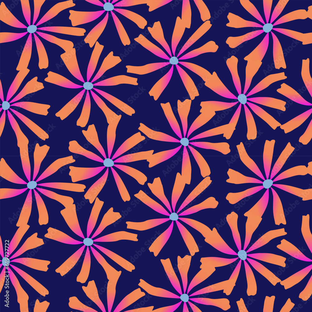 Hand drawn flowers, seamless patterns with floral for fabric, textiles, clothing, wrapping paper, cover, banner, interior decor, abstract backgrounds.