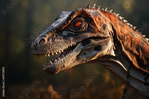 Close-Up of Allosaurus  Natural light  Generative AI