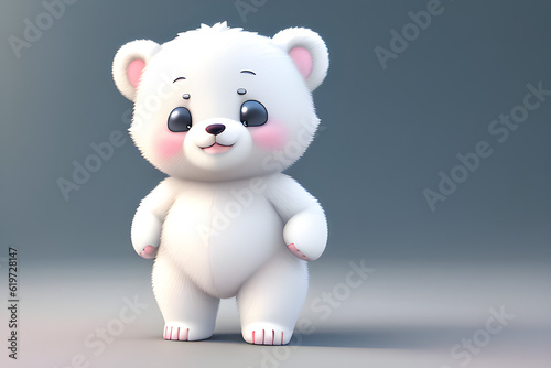 Cute image of a 3d teddy bear. (AI-generated fictional illustration) 